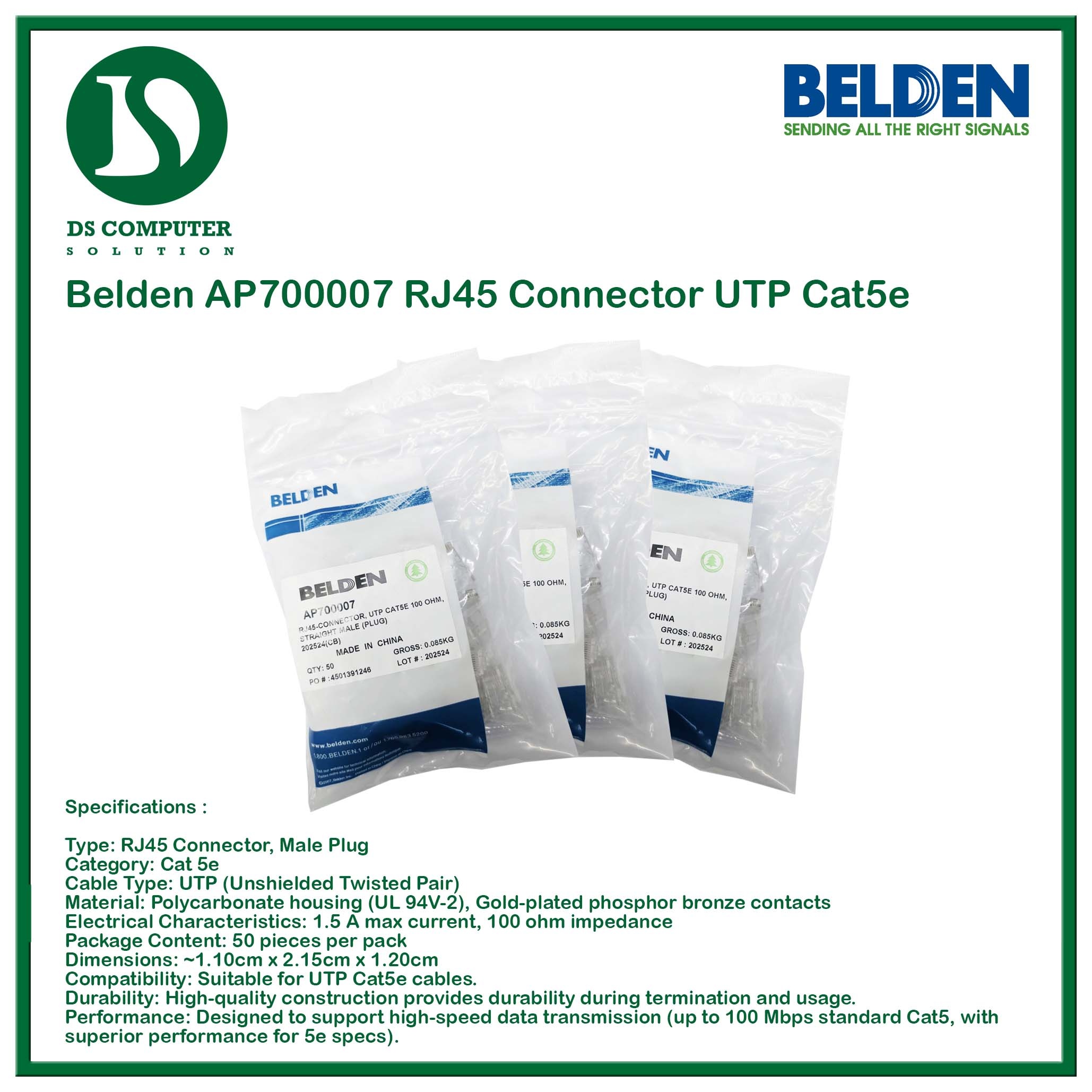 Belden AP700007 RJ45 Connector UTP Cat5e