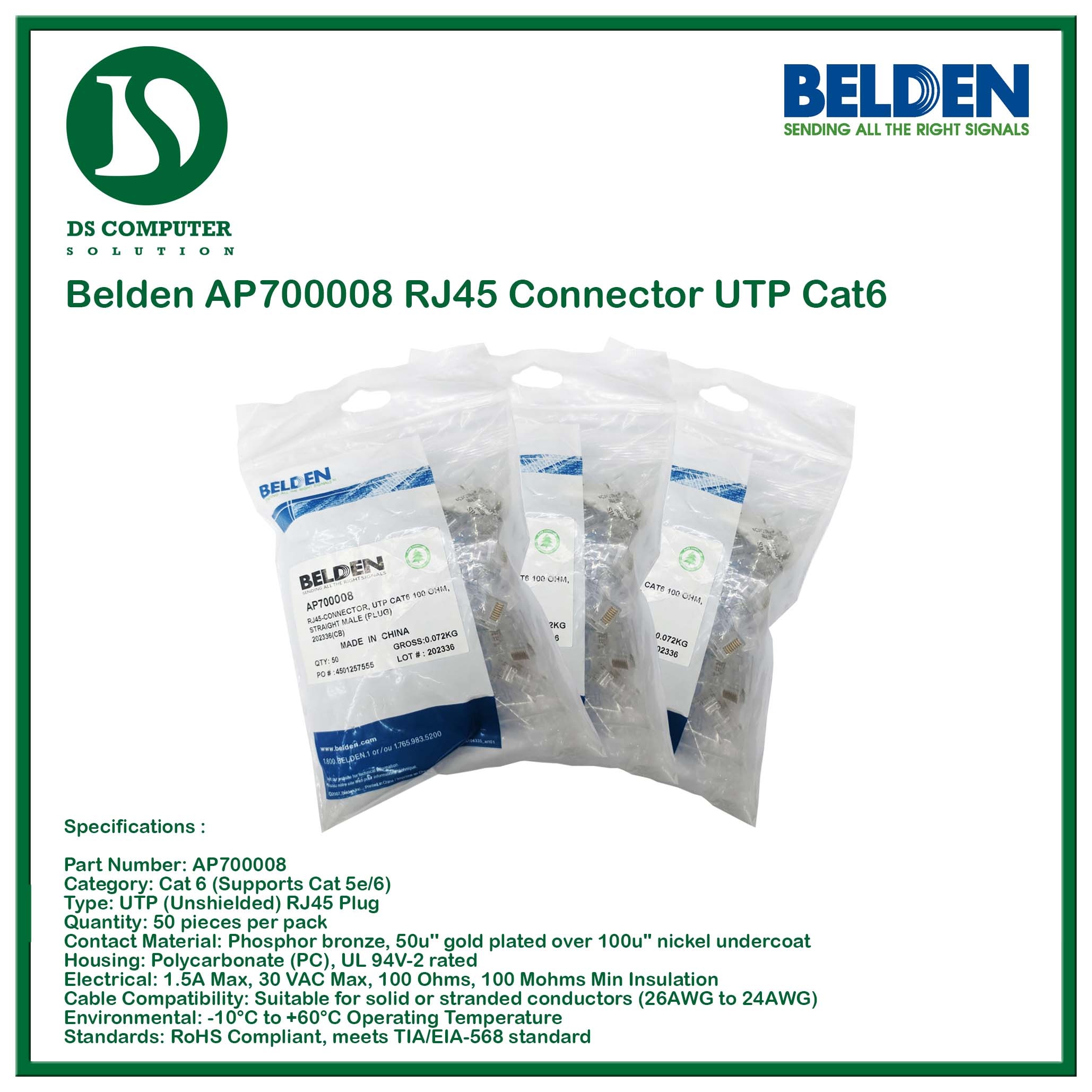 Belden AP700008 RJ45 Connector UTP Cat6