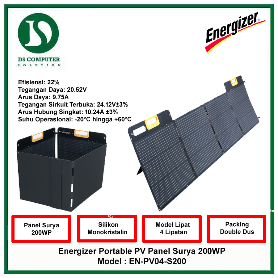 Energizer Portable PV Panel Surya 200WP
