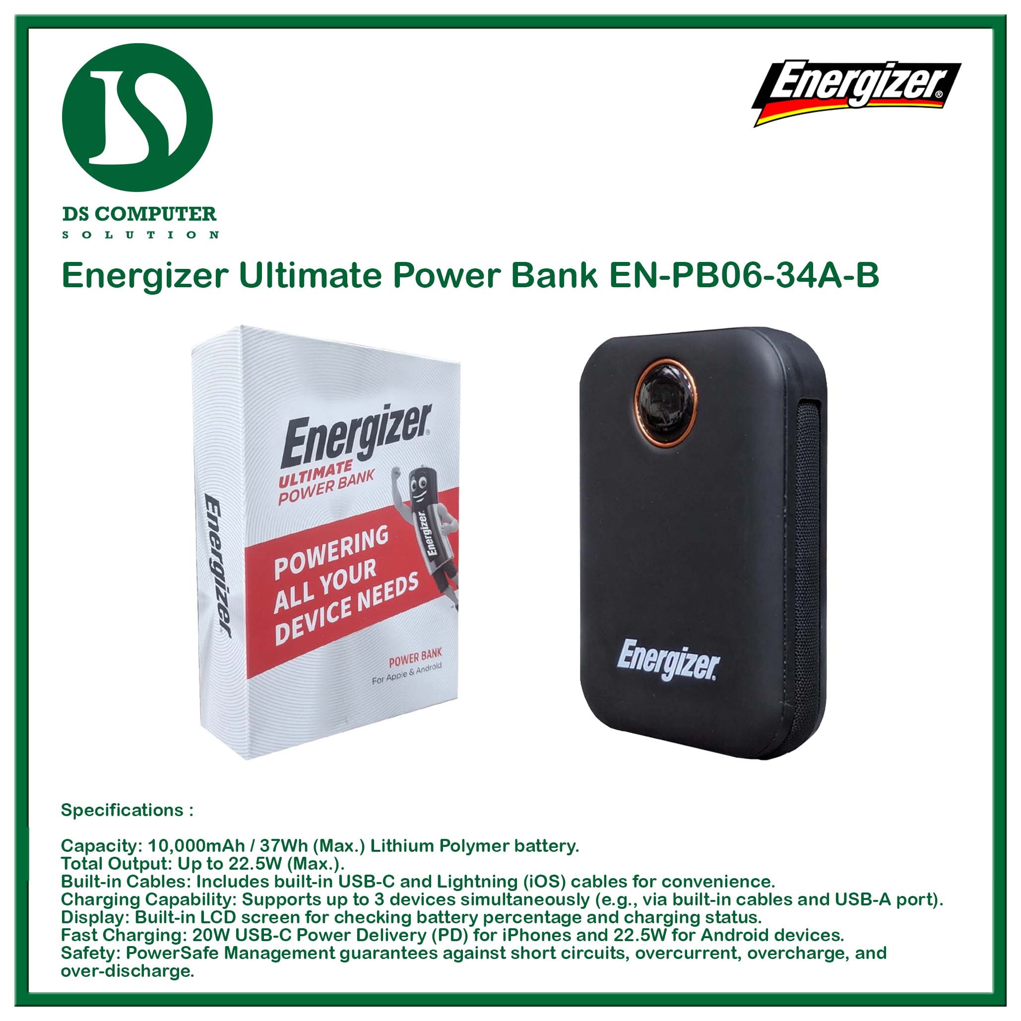 Energizer Ultimate Power Bank EN-PB06-34A-B