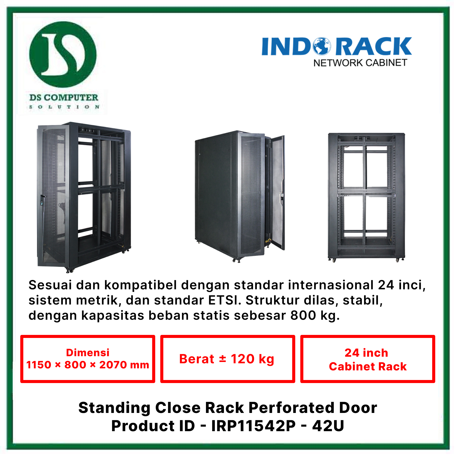 IRP11542P Indorack Close Rack 42U - Include Accessories