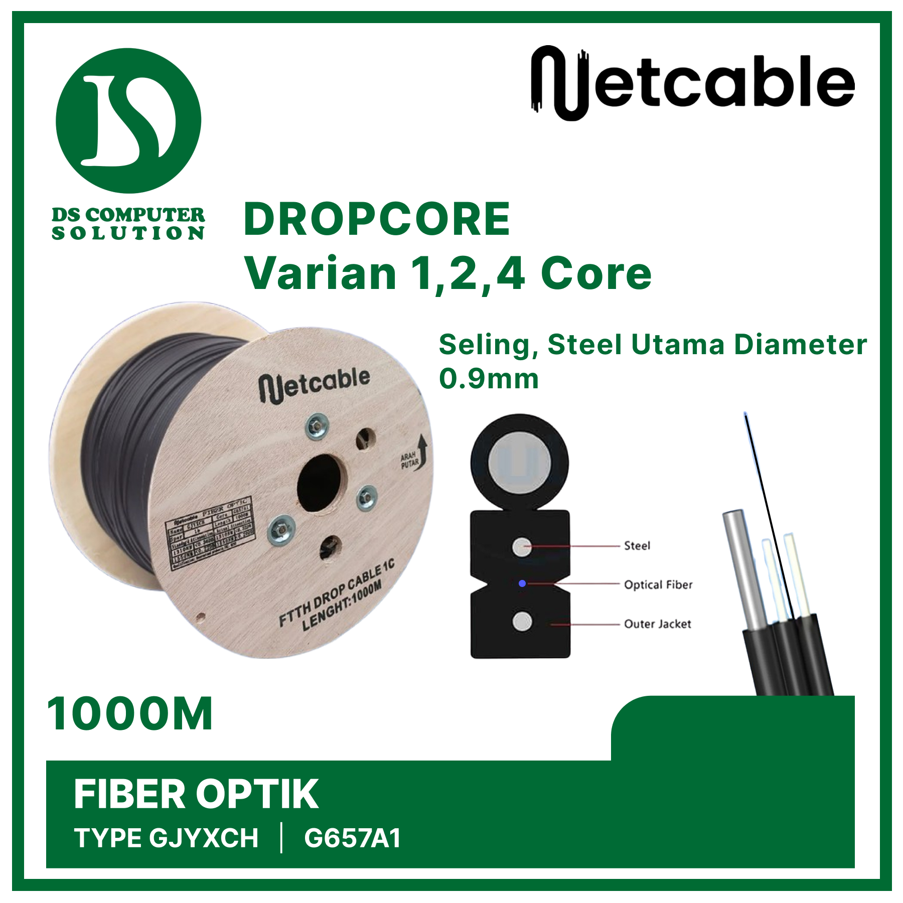 Netcable - Dropcore 1 Core 3 Seling 1 KM