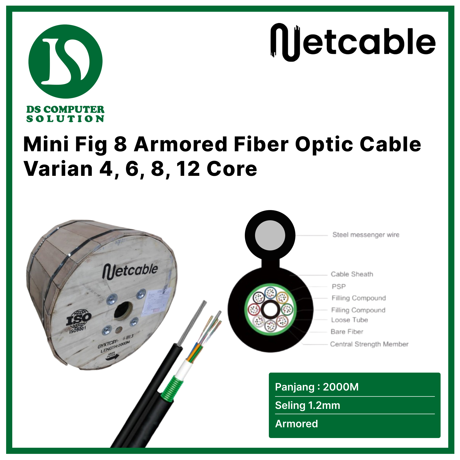 Netcable Mini FIG-8 Armoured 2 KM GYXTC8S