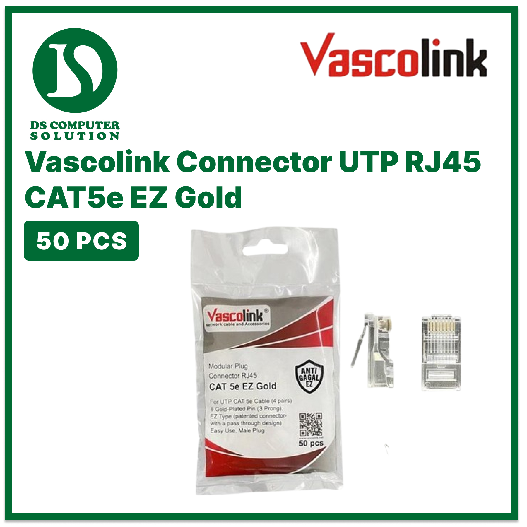 [PROMO RJ45 ANTI GAGAL] Vascolink Connector Rj45 Cat5e EZ GOLD 50pcs