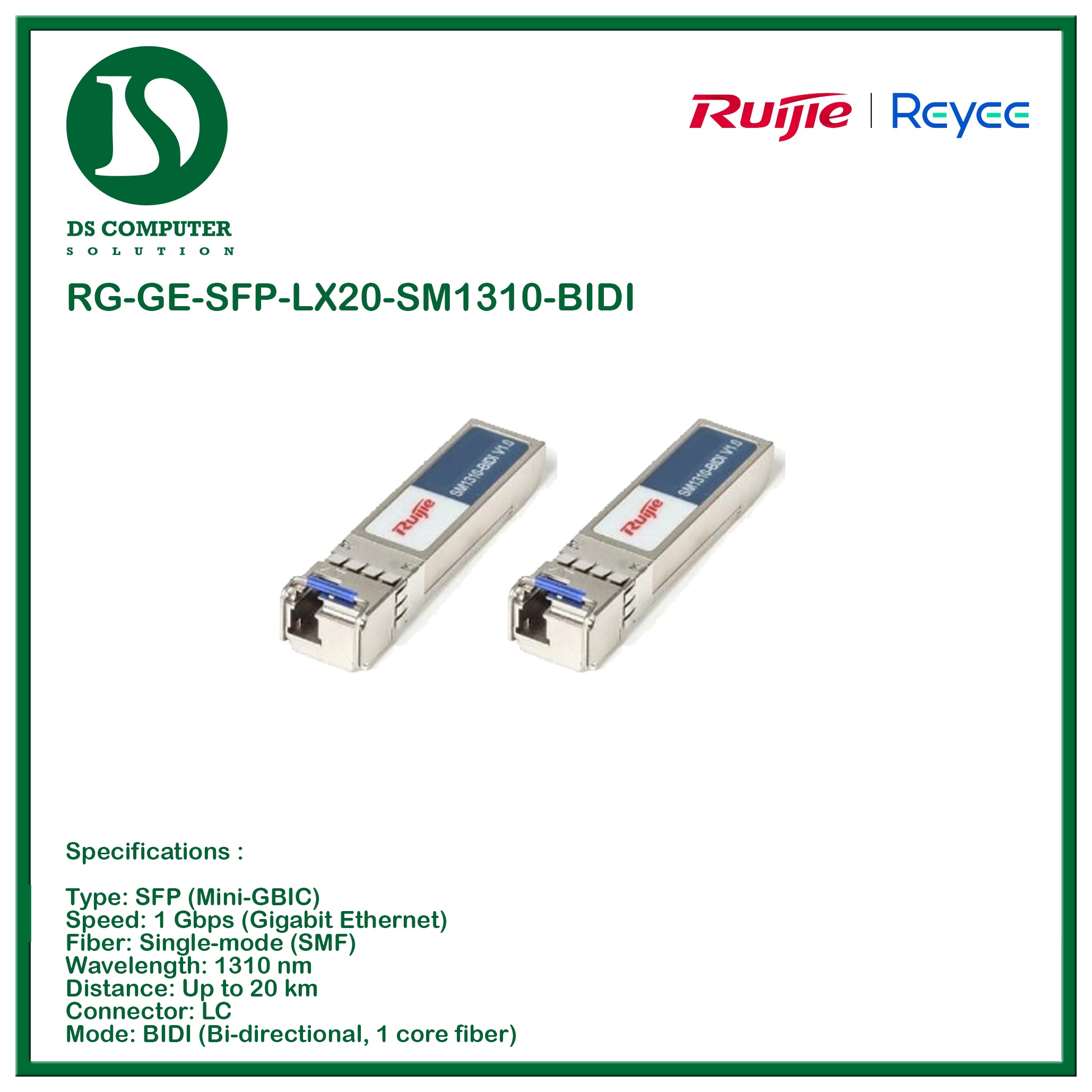 Ruijie RG-GE-SFP-LX20-SM1310-BIDI