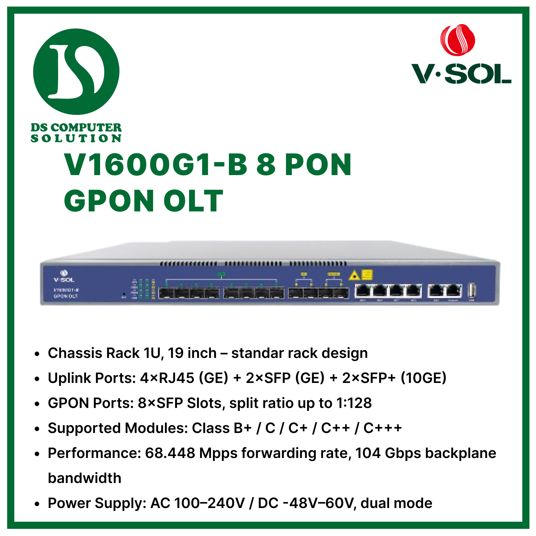 VSOL V1600G1-B 8 PON GPON OLT