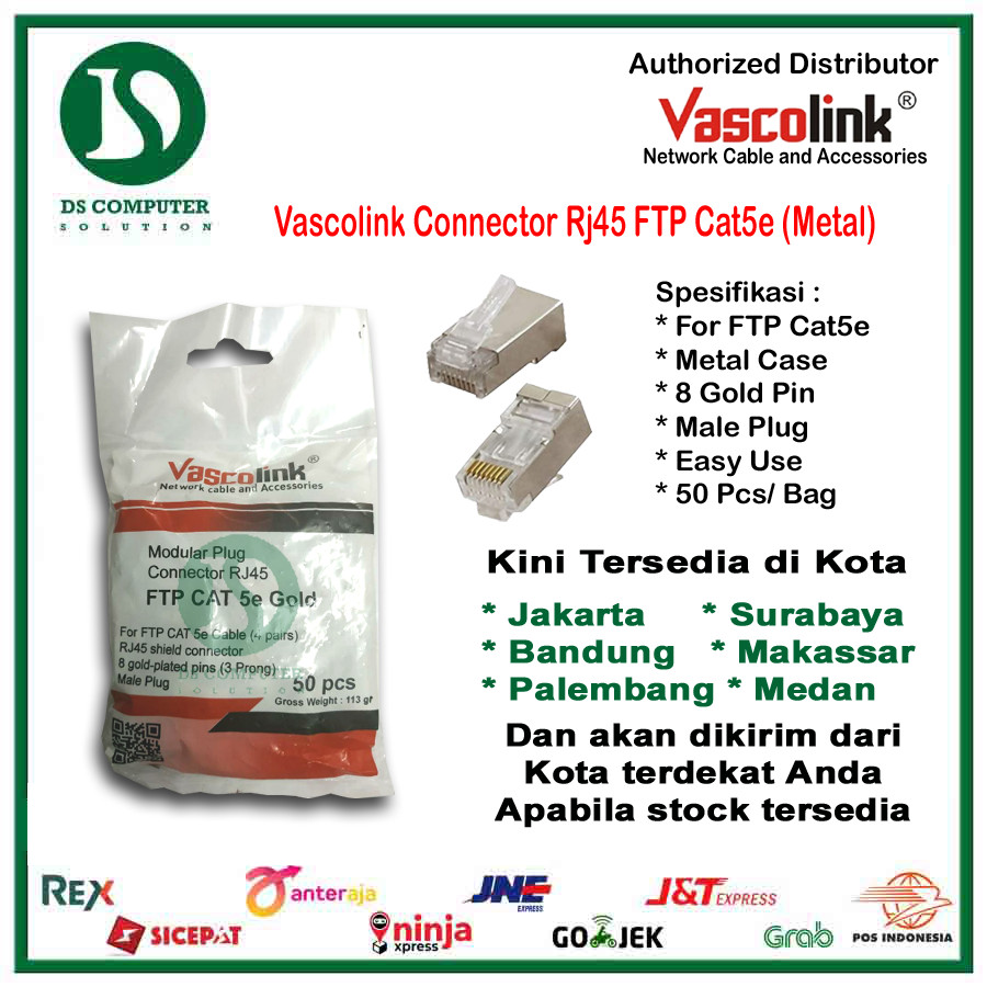 Vascolink Connector Rj45 STP FTP Cat5e Metal 50pcs Murmer