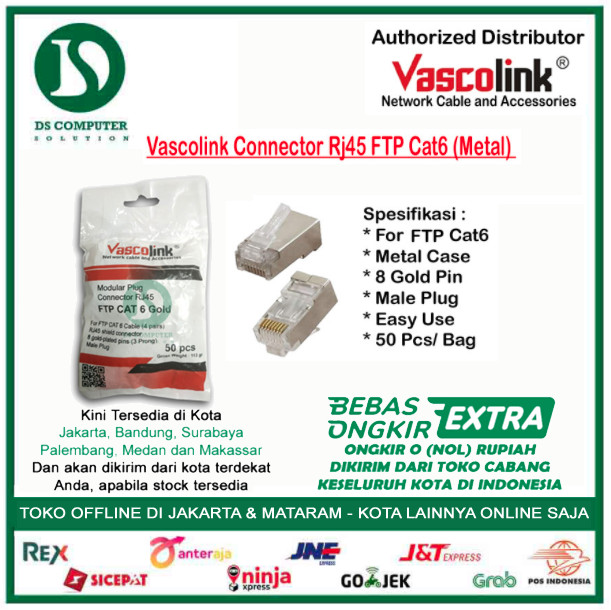 Vascolink Connector Rj45 STP FTP Cat6 Metal 50pcs Murmer