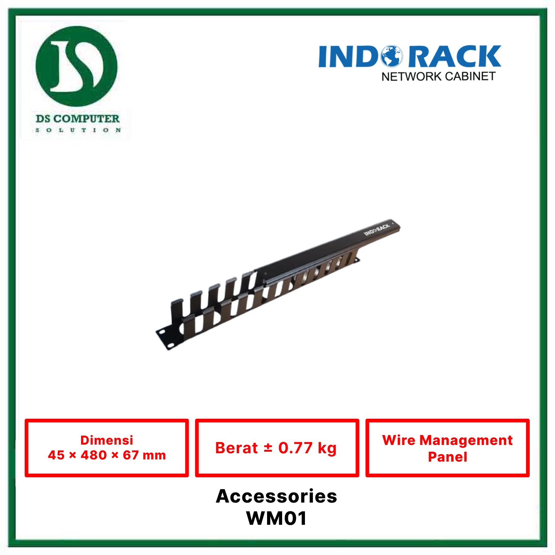 Wire Management Panel 1 U - WM01