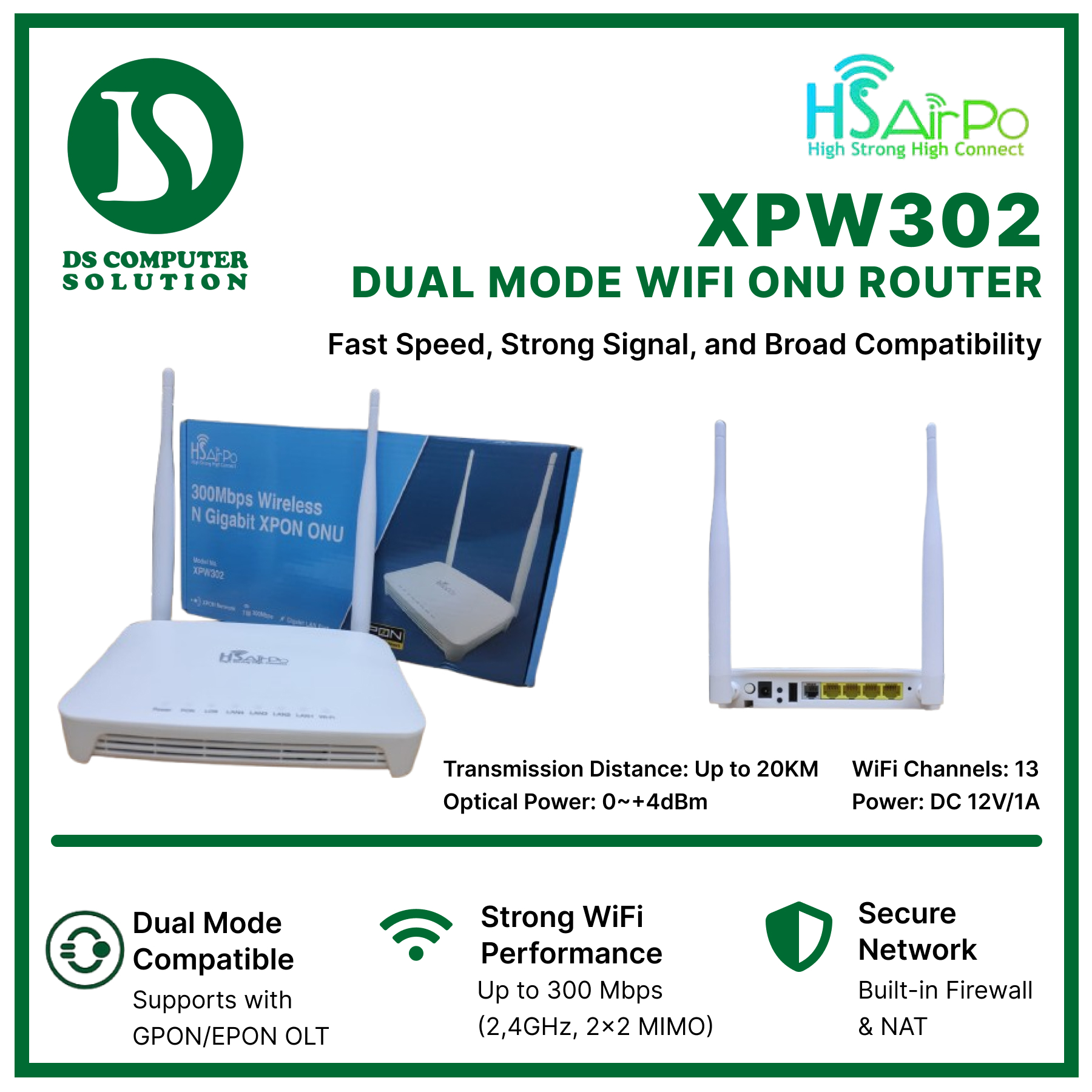 Xpon XPW302 HSAirPo 300Mbps Wireless N Gigabit XPON ONU router